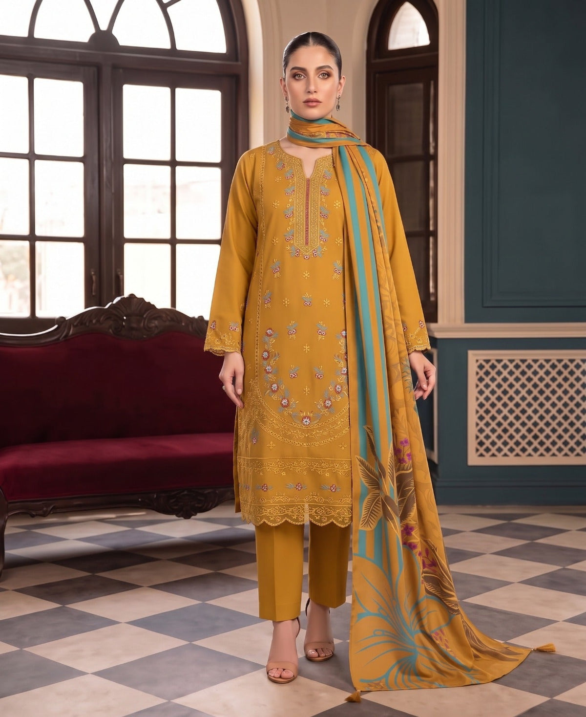 Dhanak-EMB-105 3Pc Unstitched
