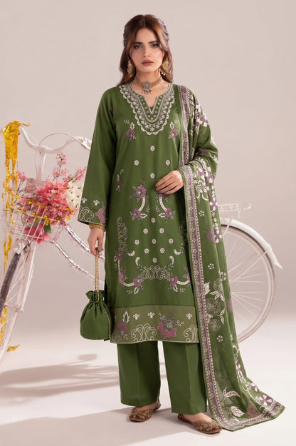 Dhanak-EMB-107 3Pc Unstitched