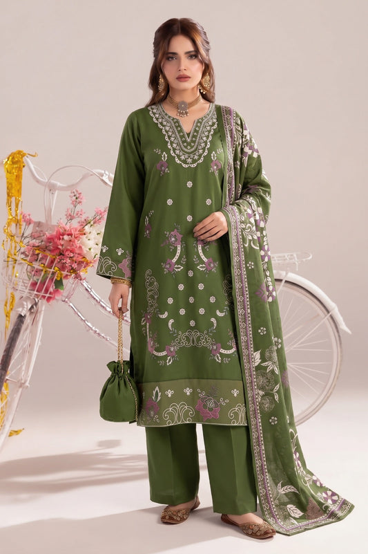 Dhanak-EMB-107 3Pc Unstitched