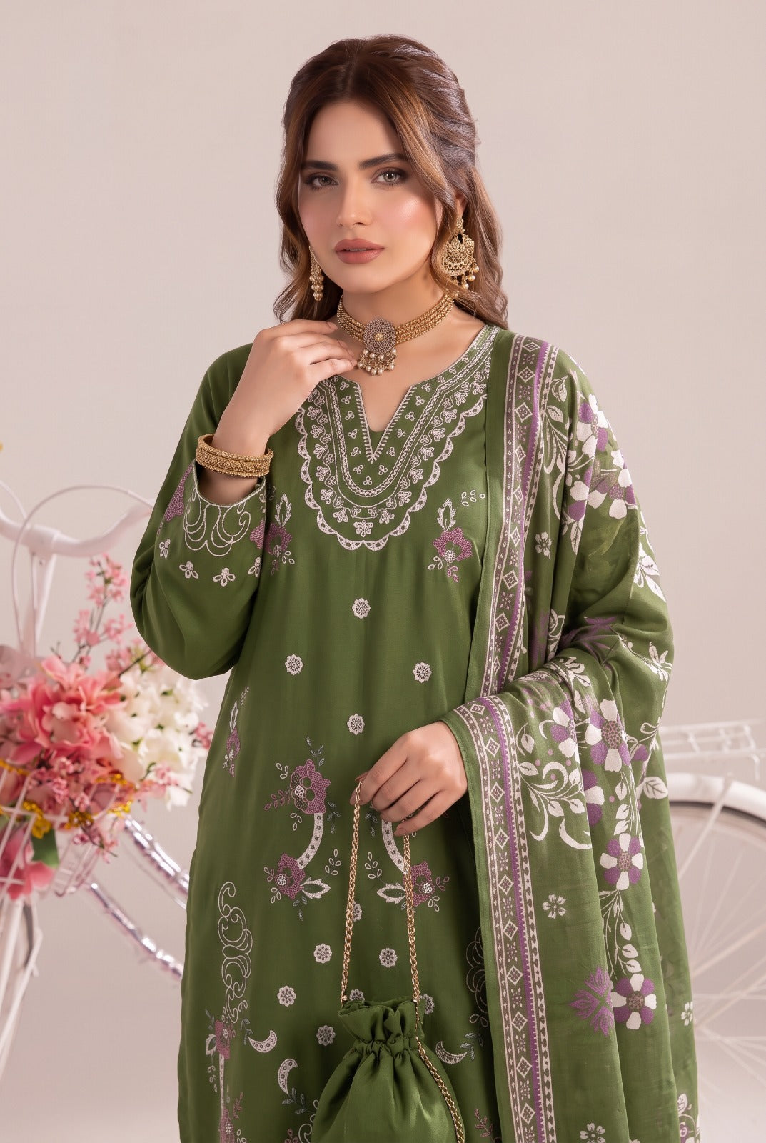 Dhanak-EMB-107 3Pc Unstitched