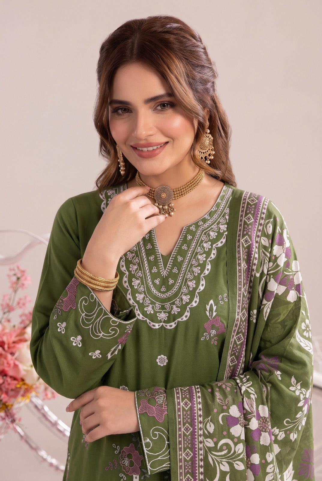 Dhanak-EMB-107 3Pc Unstitched