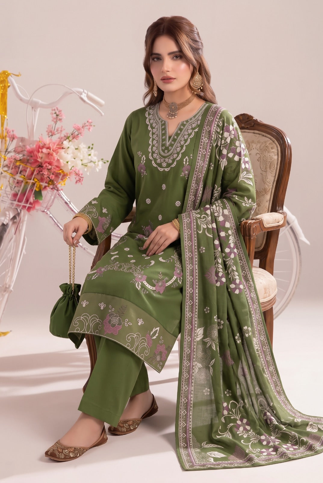 Dhanak-EMB-107 3Pc Unstitched