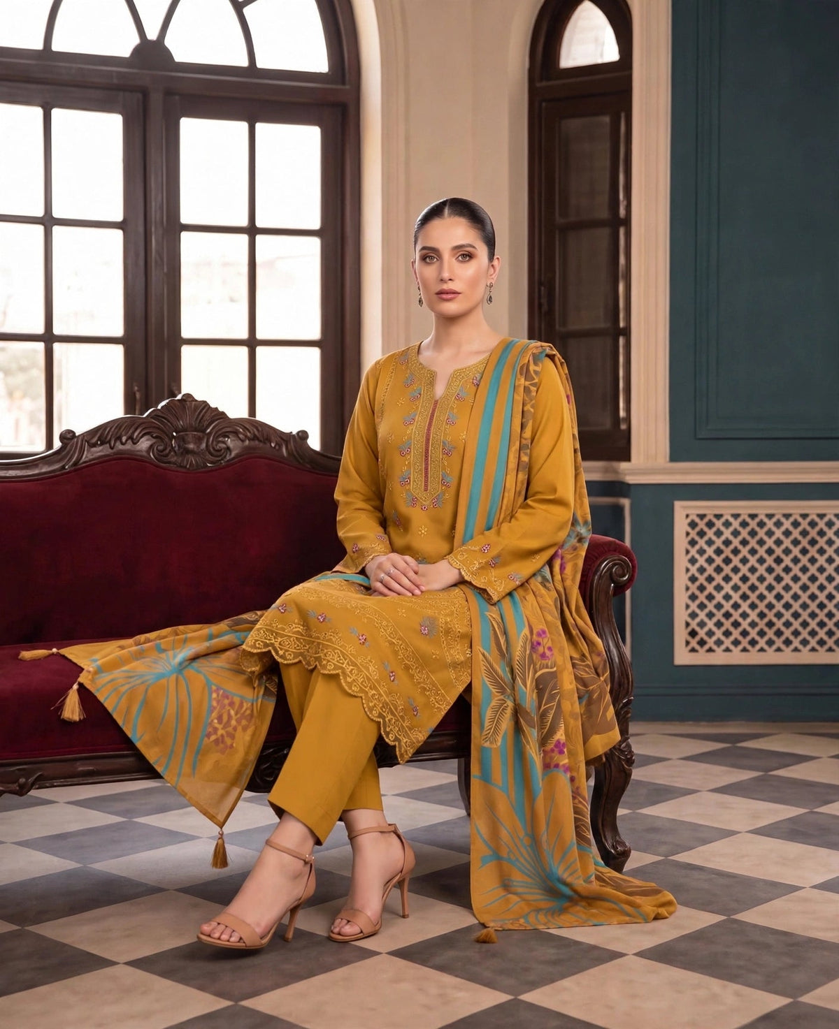 Dhanak-EMB-105 3Pc Unstitched
