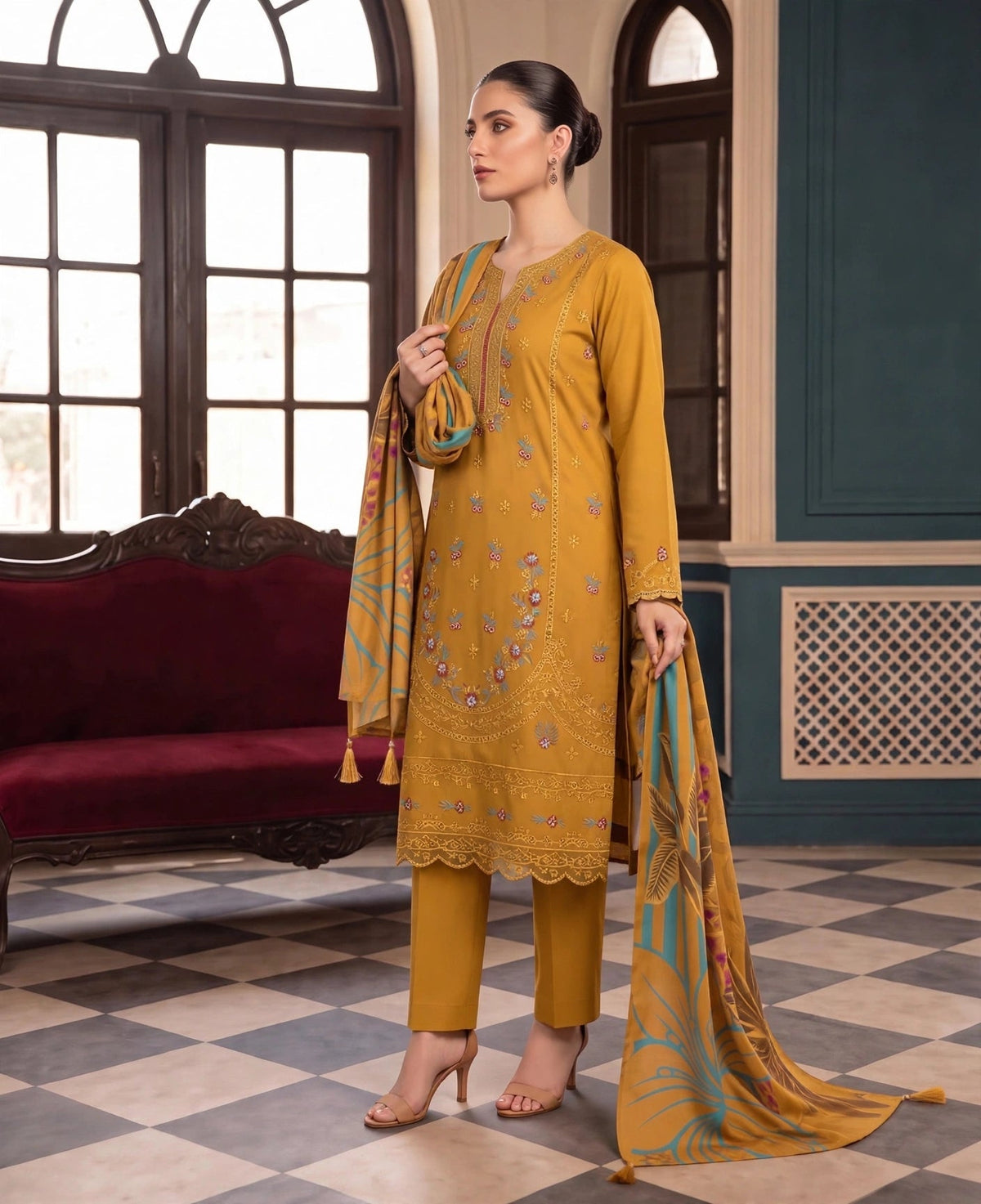 Dhanak-EMB-105 3Pc Unstitched