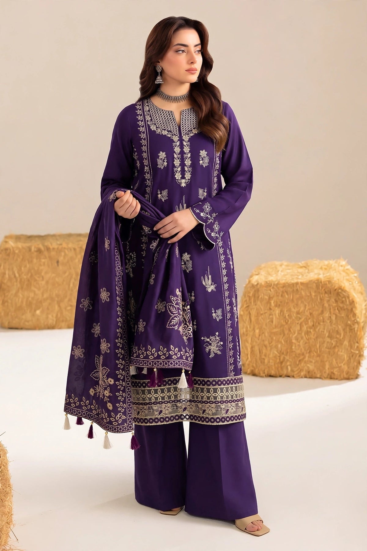 Dhanak-EMB-102 3Pc Unstitched
