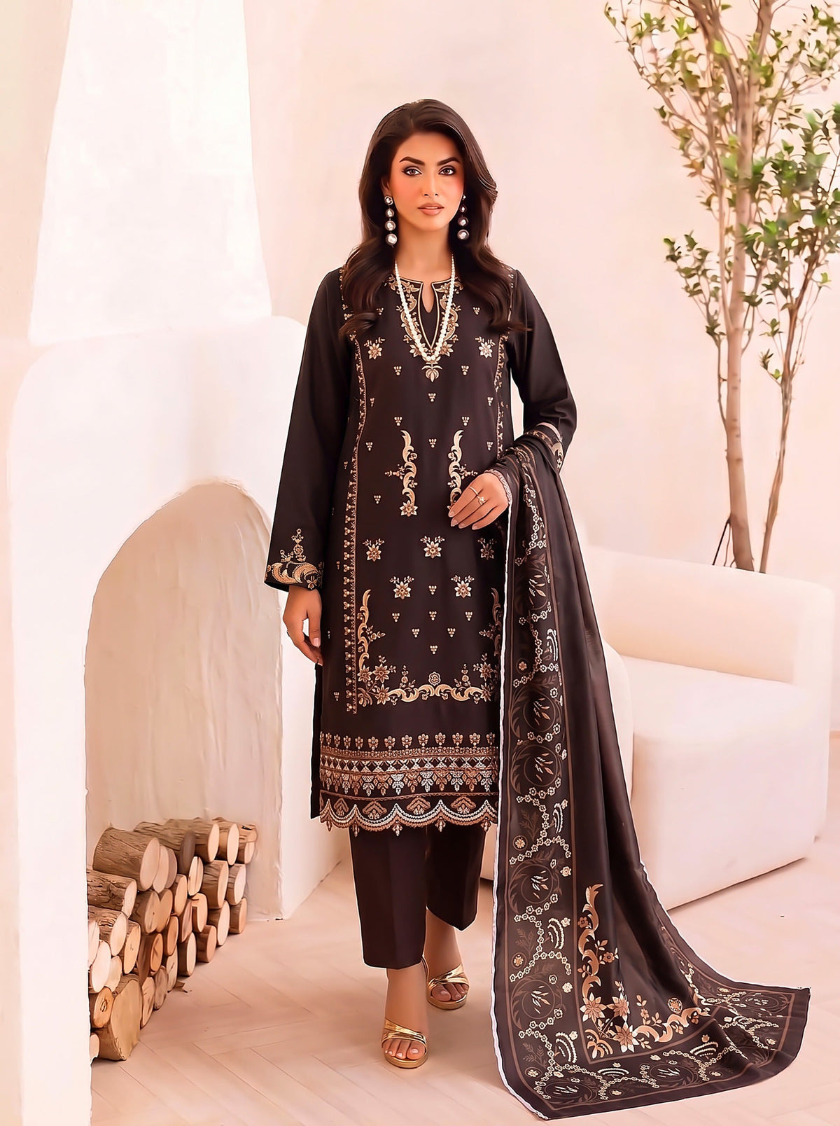 Dhanak-EMB-109 3Pc Unstitched