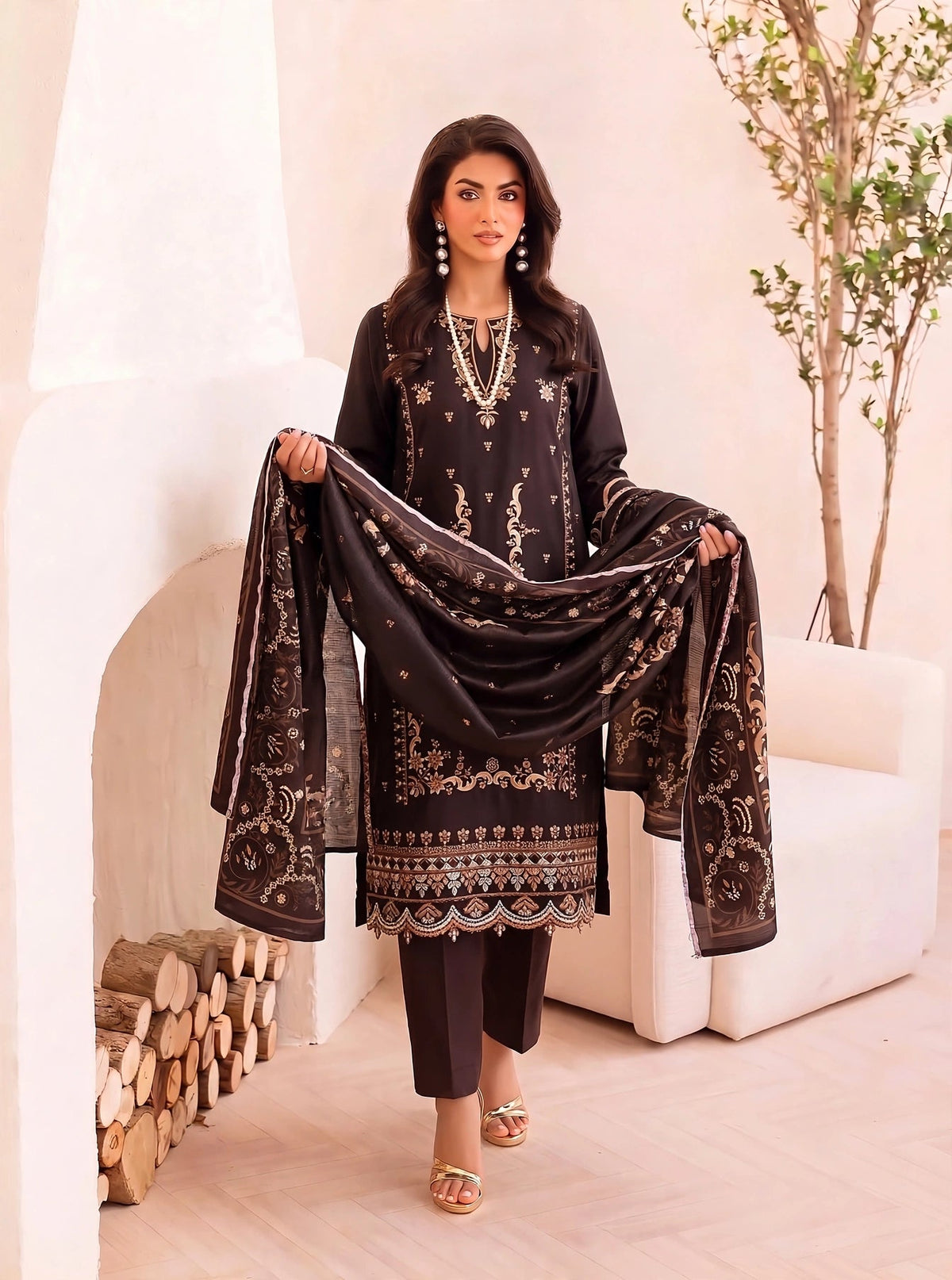 Dhanak-EMB-109 3Pc Unstitched