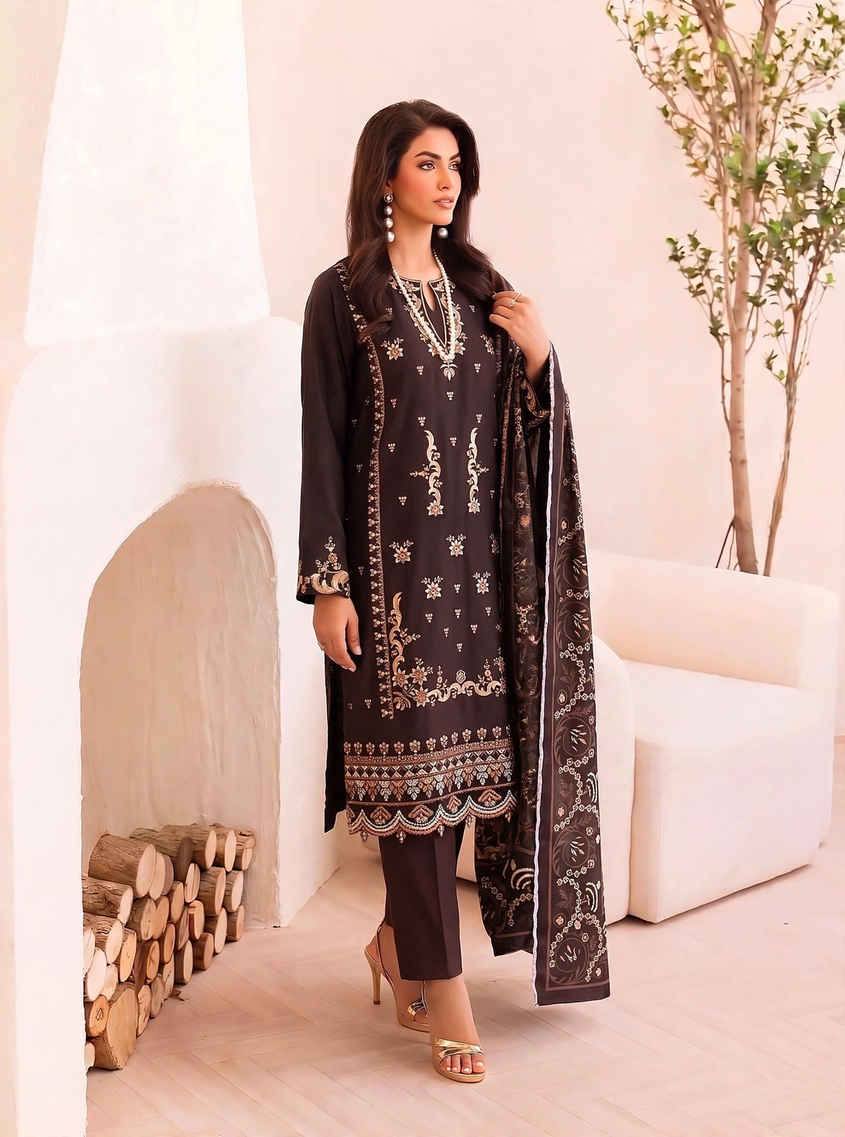 Dhanak-EMB-109 3Pc Unstitched
